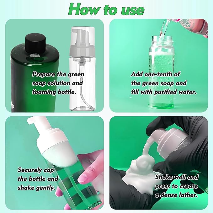 Rayyl Tattoo Green Soap 16.9OZ 100% Ultra Concentrated & 8OZ Foam Bottle Kit – Green Tattoo Soap Vegan Formula, Professional Skin Cleanser for Tattoos & Piercings, Travel-Ready Value Pack...