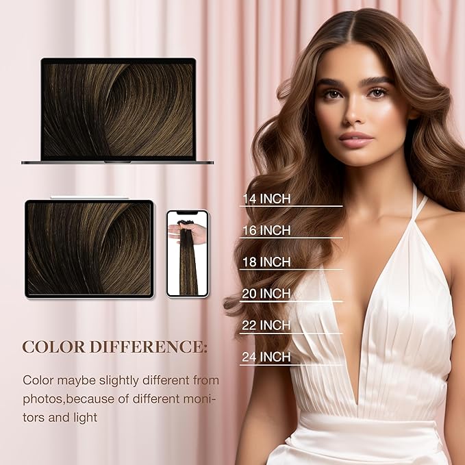 GOO GOO U Tip Hair Extensions, 22inch 50g 50S, Hot Fusion, Invisible Remy, 2/6/2 Balayage Dark Brown to Chestnut Brown