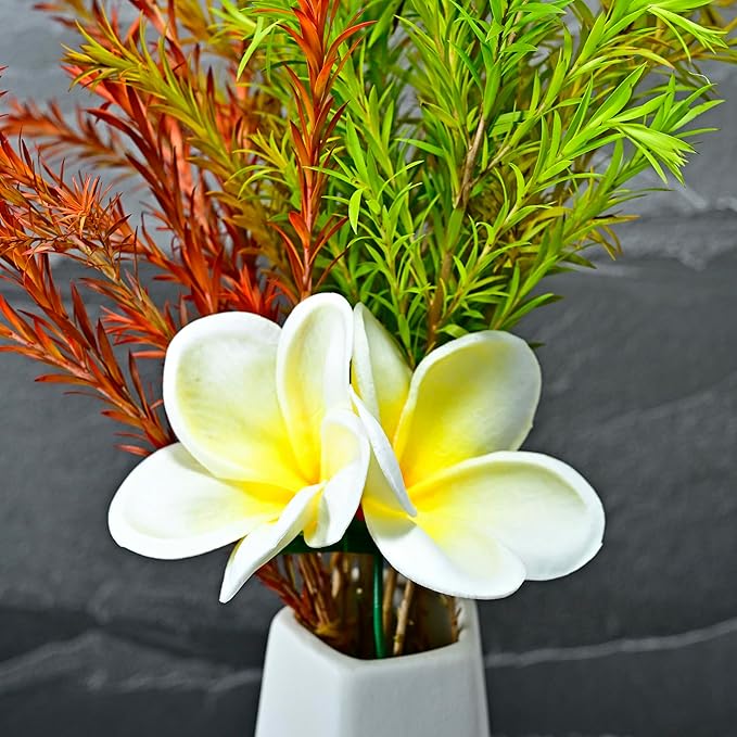 Pack of 2 Real Touch Flowers Hawaiian Flower Hair Clips Plumeria Hibiscus Hair Clips Handmade Hair Accessories for Beach Wedding Bridal Party Mother's Day Women Girls Holiday Gifts (c-814, 2pcs)