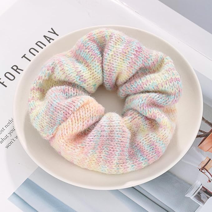 Thick Large Pink Hair Scrunchie for Women Soft Knit Scrunchie Everyday Stylish Tie Dye Hair Accessories