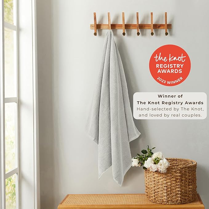 Great Bay Home 100% Cotton Oversized 2 Pack 68x35 Extra Large Towel Set - Absorbent, Quick-Drying, Durable Oversized Bath Sheets for Bathroom Décor (Light Grey)