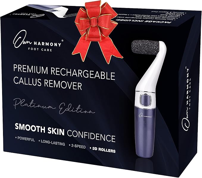 Electric Foot Callus Remover: Own Harmony Professional Feet Care Pedicure Tools, Rechargeable Feet Scrubber Dead Skin, Electronic Foot File Pedi Grinder, Best for Hard, Dry, Cracked Heels (3 Rollers)