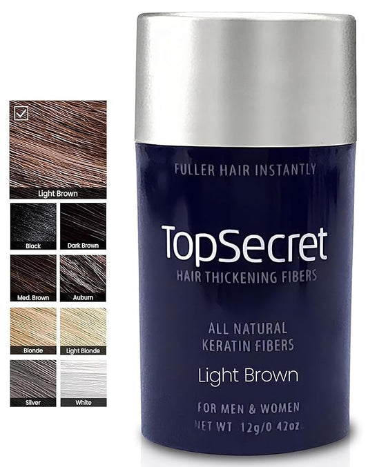 Top Secret Hair Thickening Building Fibers Refills - Undetectable & Natural Hair Filler - for Men & Women - Instantly Fill In Fine Thinning Hair - Weather & Sweat Resistant (Light Brown, Regular)