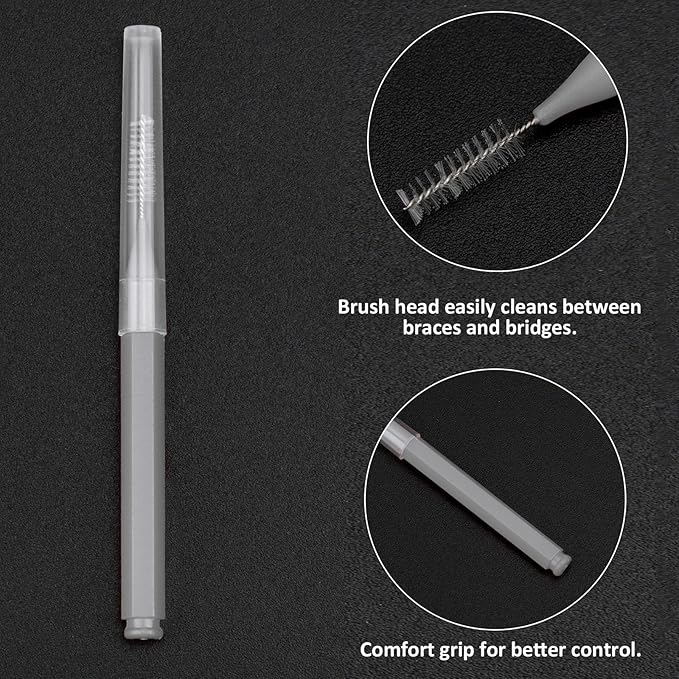 Patelai 100 Pieces Braces Brush for Cleaner Interdental Brush Toothpick Dental Tooth Flossing Head Oral Dental Hygiene Flosser Toothpick Cleaners Tooth Tool(White, Grey,Ideal Size)