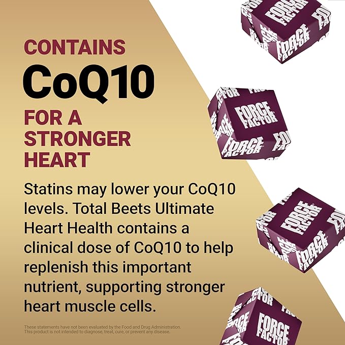 Force Factor Total Beets Ultimate Heart Health Chews for Blood Pressure Support, with Beetroot Powder, CoQ10, B Vitamins & Grapeseed Extract for Blood Flow & Energy, Pomegranate Berry, 60 Soft Chews