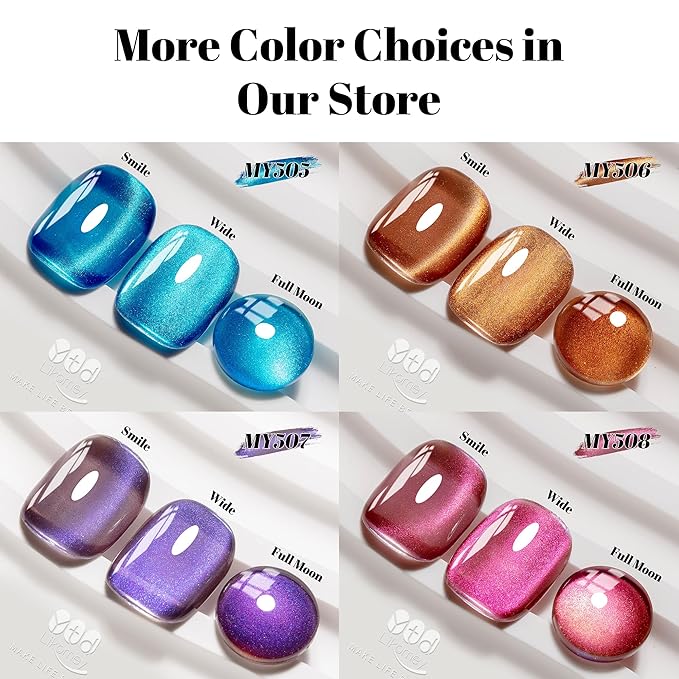 YTD Likomey High Shine Glass Cat Eye Gel Nail Polish,15ml Bright Blue Magnetic Shimmer Glitter Translucent Jelly Salon Home Fall Winter UV Color Varnish with Magnet Stick,HEMA Free TPO Free,MY505