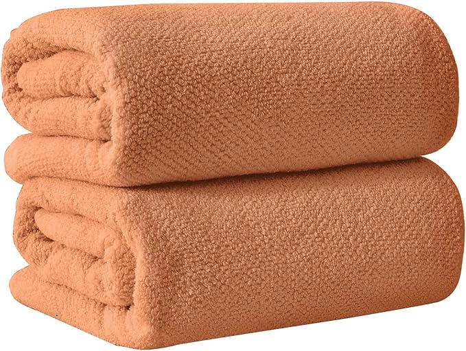 Great Bay Home 100% Cotton Oversized 2 Pack 68x35 Extra Large Towel Set - Absorbent, Quick-Drying, Durable Oversized Bath Sheets for Bathroom Décor (Clay)
