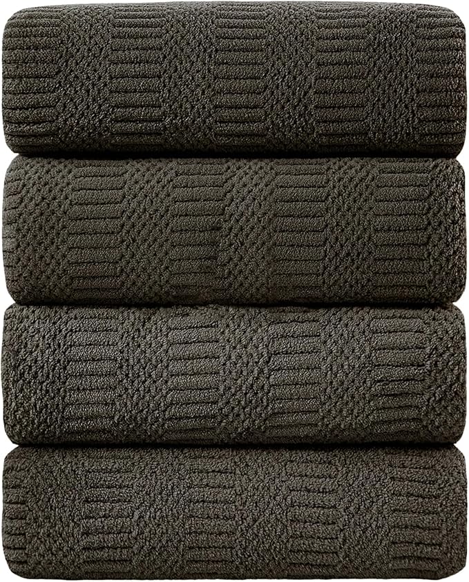 Ycosy 4 Pack Extra Large Microfiber Bath Towels Set,35x70 inches,600GSM,Less Lint Highly Absorbent Super Soft & Quick Dry,Oversized Bath Towels,Perfect for Bathroom Gym Pool,Brown