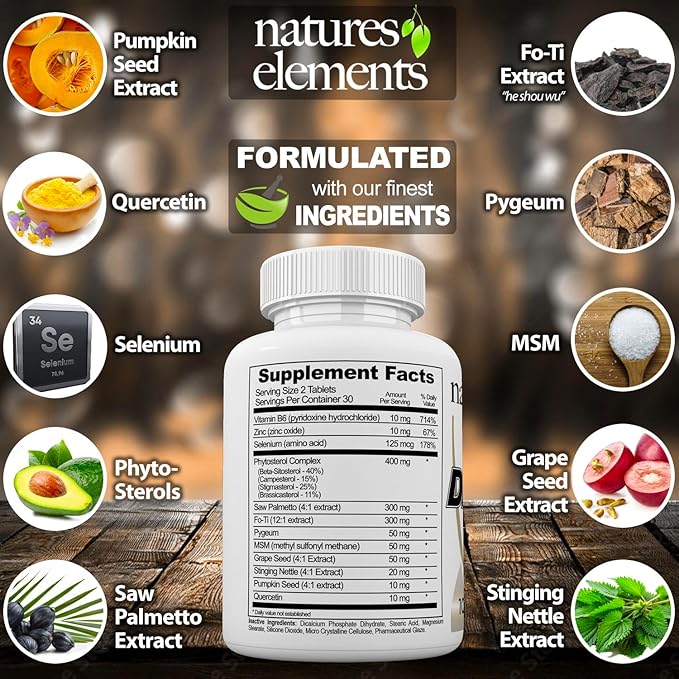DHT Blocker – Herbal Formula with Saw Palmetto, Fo-Ti & Beta-Sitosterol – Supports Hair Regrowth & Gray Hair Reversal – 60 Tablets – Non-GMO, Vegetarian