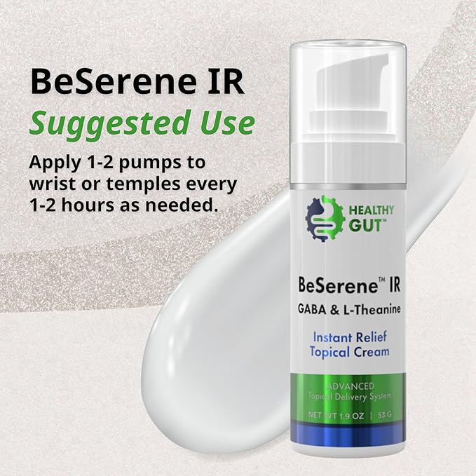 Healthy Gut BeSerene IR | GABA & L-Theanine | Instant Relief Topical Cream | 1.9 OZ