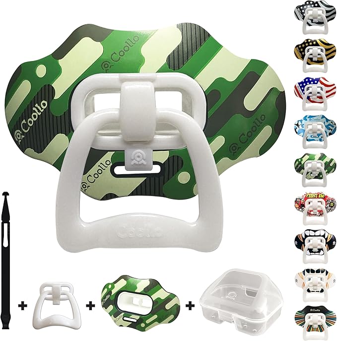 Football Mouth Guard Lip Guard 2-in-1 Transformer Pacifier Football Sports Lip Protector for Adults & Youth USA Flag & Fangs Mouthpiece (Case Included)