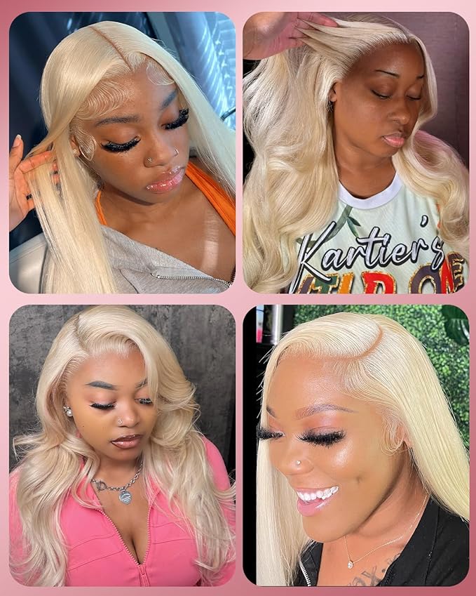 ALIDIDI MINIKNOTS Real Hd 613 13x6 Lace Front Wig Human Hair Pre Plucked Bleached Knots 200% Density 0.10mm Ultra-Thin Invisible Lace Blonde Wig Human Hair Body Wave For Women 30 Inch