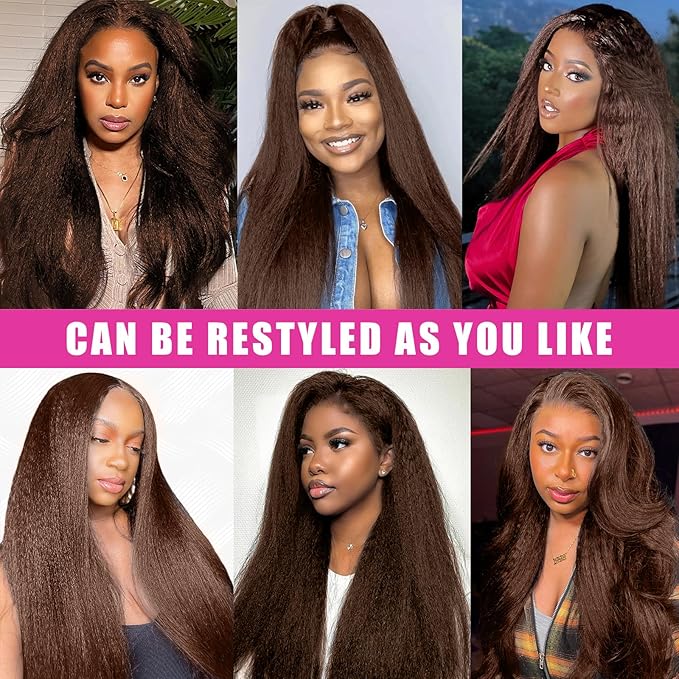 18 Inch Brown Kinky Straight Clip in Hair Extensions Real Human Hair for Black Women Yaki Straight Clip ins unprocessed Brazilian Remy Human Hair Extensions Yaki clip ins hari extensions double weft