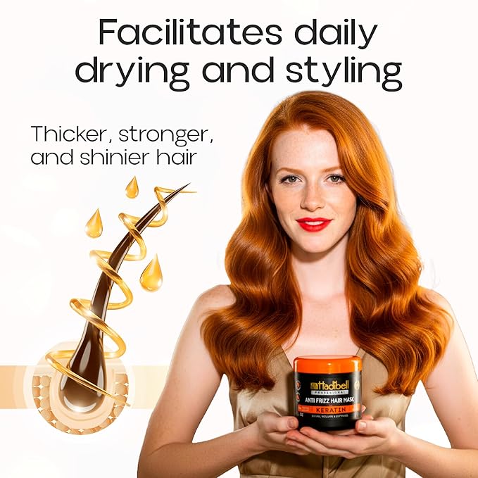 Hadibell Keratin Hair Mask Treatment 13.1 OZ, Deep Hair Care Treatment for Damaged Hair, Boost Hair Growth for Damaged Hair, Nourishing Repair & Frizz Control Mask