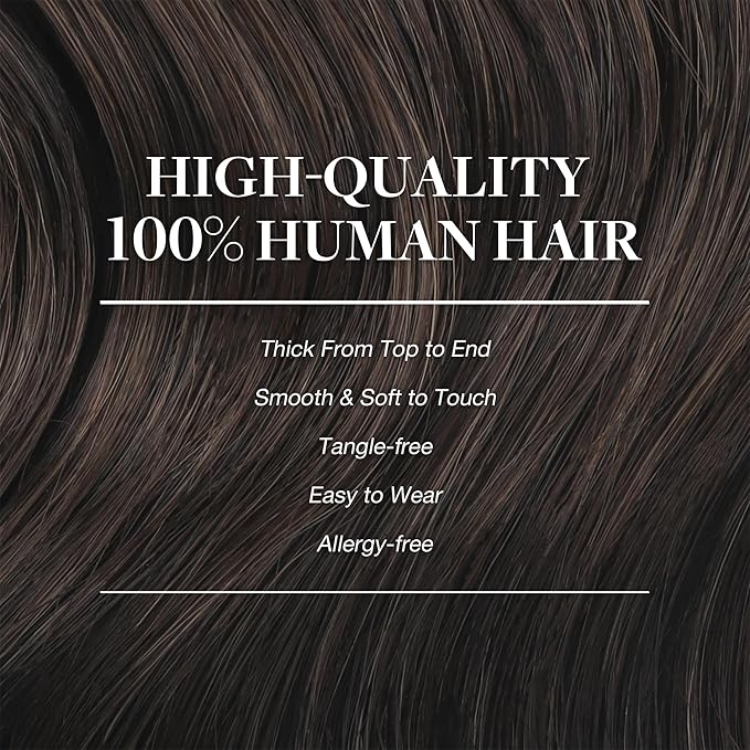 GOO GOO Clip in Hair Extensions Real Human Hair, Remy Human Hair Extensions Clip ins for Women, Natural Human Hair, 20inch 150g 9Pcs, 2 Dark Brown