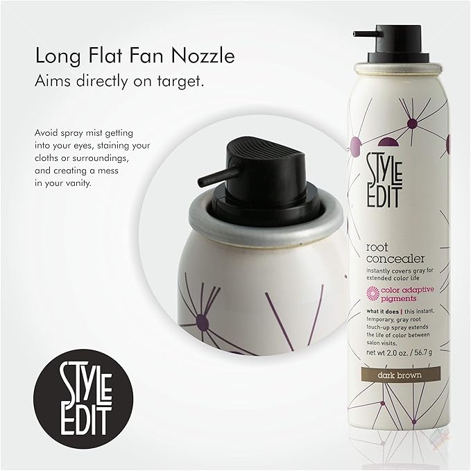 Style Edit Root Concealer Touch Up Spray | Instantly Covers Grey Roots | Professional Salon Quality Cover Up Hair Products for Women |Dark Brown 2 Ounce (Pack of 3)
