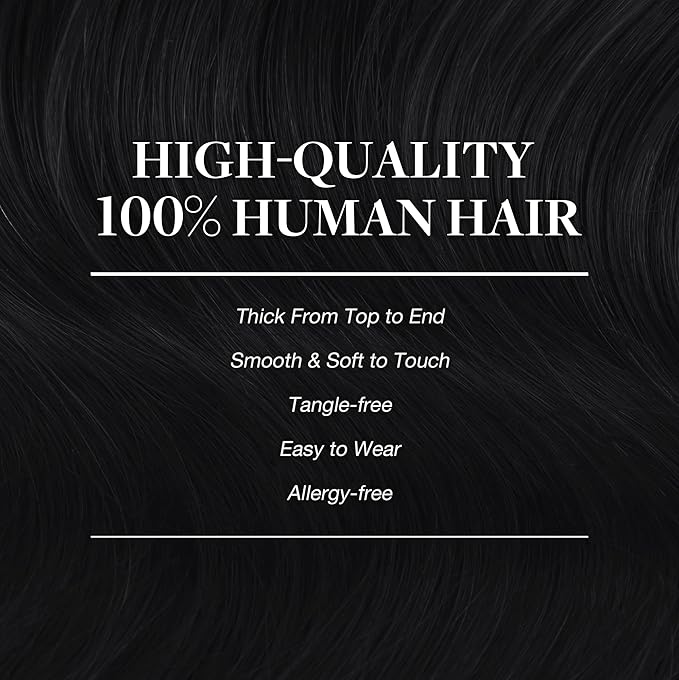 GOO GOO Clip in Hair Extensions Real Human Hair, Remy Human Hair Extensions Clip ins for Women, Natural Human Hair, 20inch 200g 7Pcs, #1 Jet Black