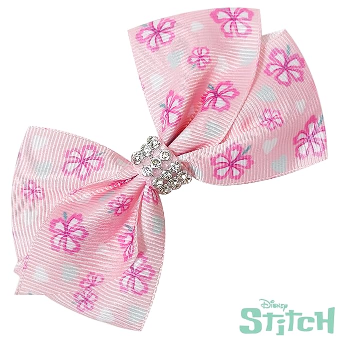 LUV HER Lilo & Stitch Licensed Girls Hair Bows - Themed Hair Accessories Gift Set, 7-Piece 4-Inch Bundle, Alligator Clips, Ages 3+