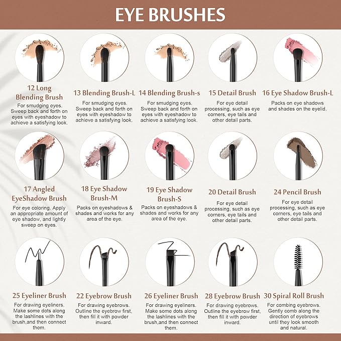 Docolor Makeup Brushes Set Professional 30Pcs Obsidian Makeup Brushes Premium Synthetic Powder Kabuki Foundation Contour Blush Concealer Eye Shadow Blending Eyeliner Crease Eyebrow Make Up Brush Kit