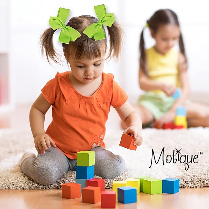 4 Inch Grosgrain Hair Bow for Girls (Lime)