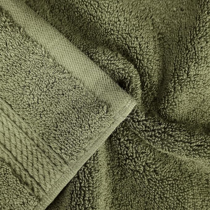Superior Egyptian Cotton Pile 9 Piece Towel Set, Includes 3 Bath, 3 Hand, 3 Face Towels/Washcloths, Ultra Soft Luxury Towels, Thick Plush Essentials, Guest Bath, Spa, Hotel Bathroom, Forest Green