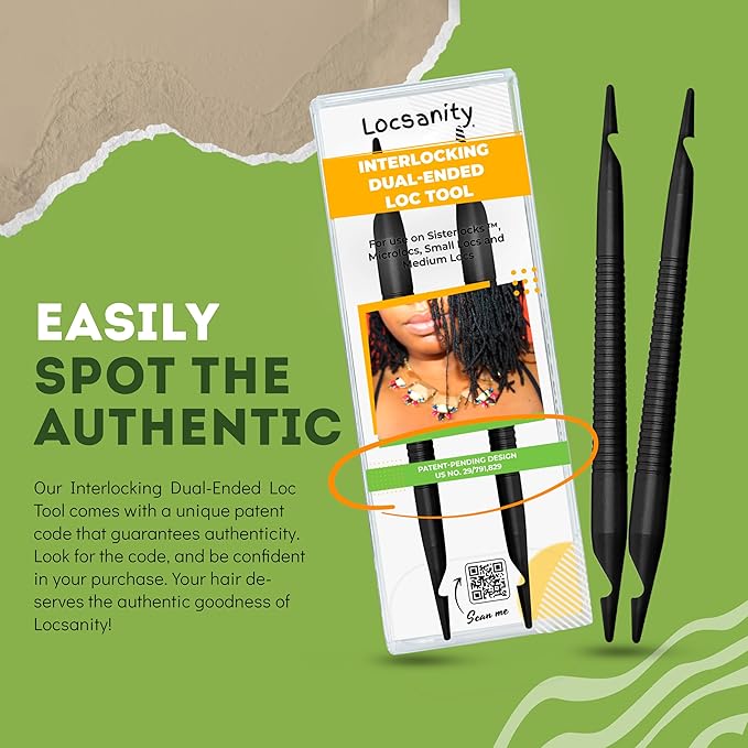 Locsanity Interlocking Tool for Locs - Dual-Ended Metal Dreadlock Crochet Needle - Sisterlock Retightening Tool, Loc Maintenance - Hair Styling Dreads, Microlocks, Small/Medium Locs
