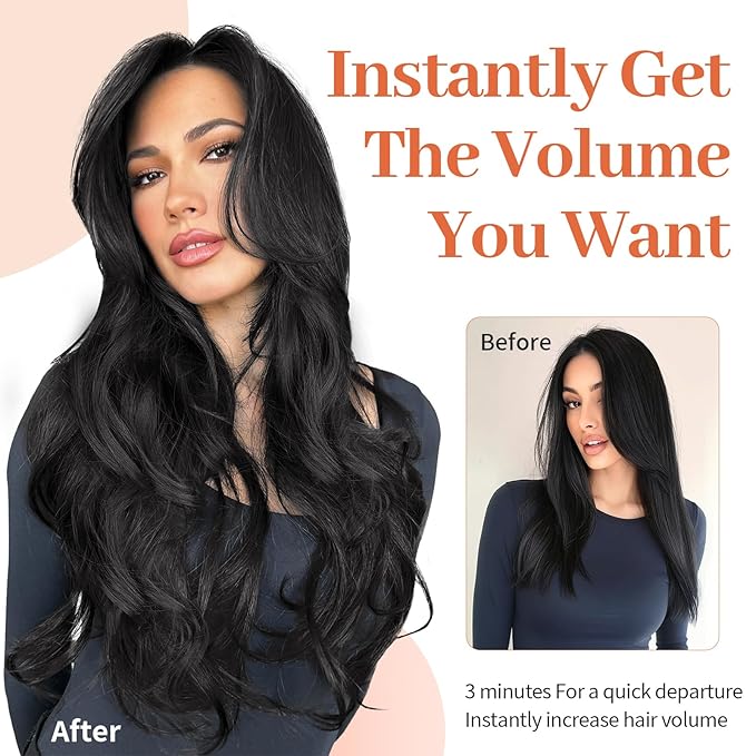 Kookastyle Clip in Hair Extensions 4 pcs Natural Long Synthetic Curly Hairpieces Layered Soft Invisible for Women Black 20 Inch
