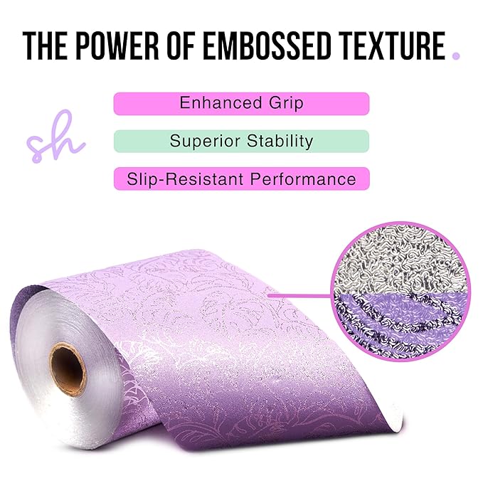 Simply Hair Hair Foil Roll – 100m Embossed Medium Weight Roll with Built-In Cutter – Custom Length Foil for Hair Dye, Highlights & Balayage - No-Slip Grip - 12.7cm - Lilac Leaf
