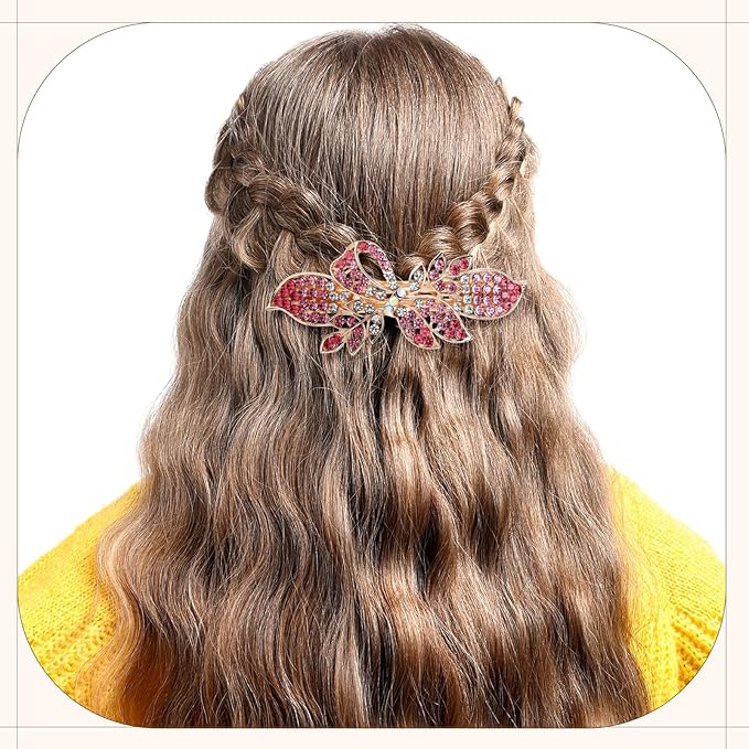 Geyoga 6 Pieces Vintage Hair Barrettes for Women Retro Flower French Pearl Crystal Rhinestones Clips Hair Pins for Women Styling Accessories(Shining Style)