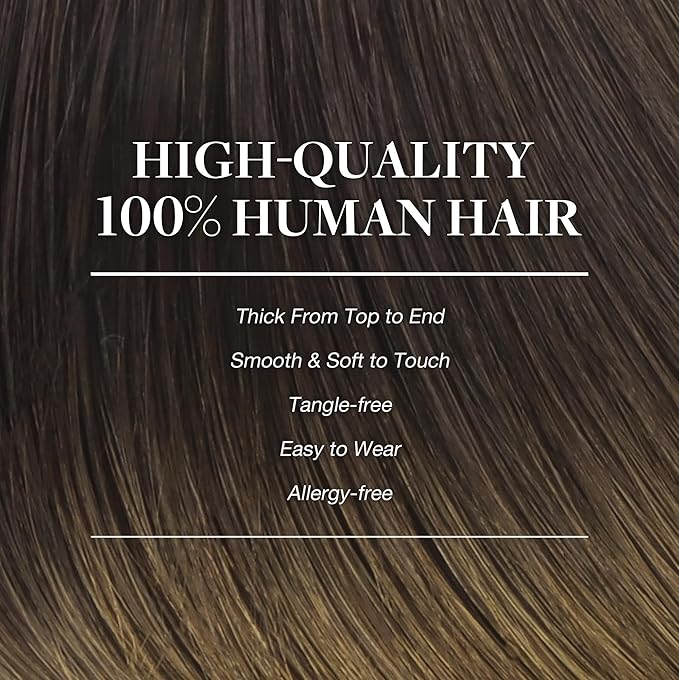 GOO GOO Clip in Hair Extensions Real Human Hair, Remy Human Hair Extensions Clip ins for Women, Natural Human Hair, 16inch 150g 9Pcs, 1D/2C/4E Chocolate Dip Color Melt