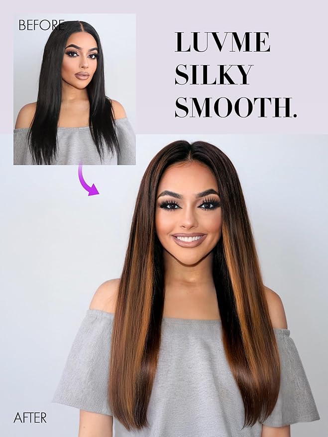LUVME Seamless Clip in Hair Extensions, 20 Inch 135g 7pcs #4/27 Hair Extensions Clip in Human Hair Invisible PU Skin Weft Natural Remy Human Hair