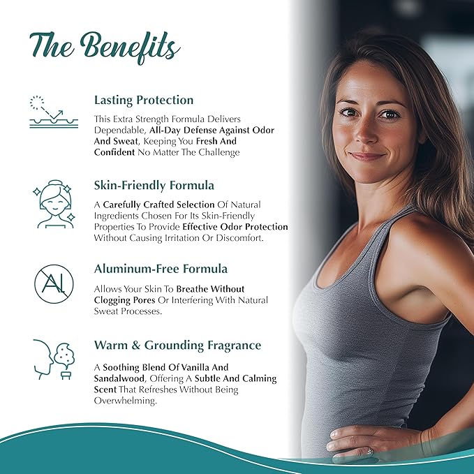 Extra Strength Tallow Deodorant - Aluminum-Free - Baking Soda, Beeswax, Coconut Oil, and Mango Butter - Vanilla and Sandalwood Deodorant for Men and Women - 3 oz