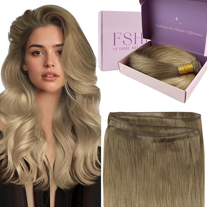 Fshine Genius Weft Extensions Human Hair Genius Weft Extensions 20 Inch 60gram Hand Tied Genius Wefts Balayage Golden Brown
