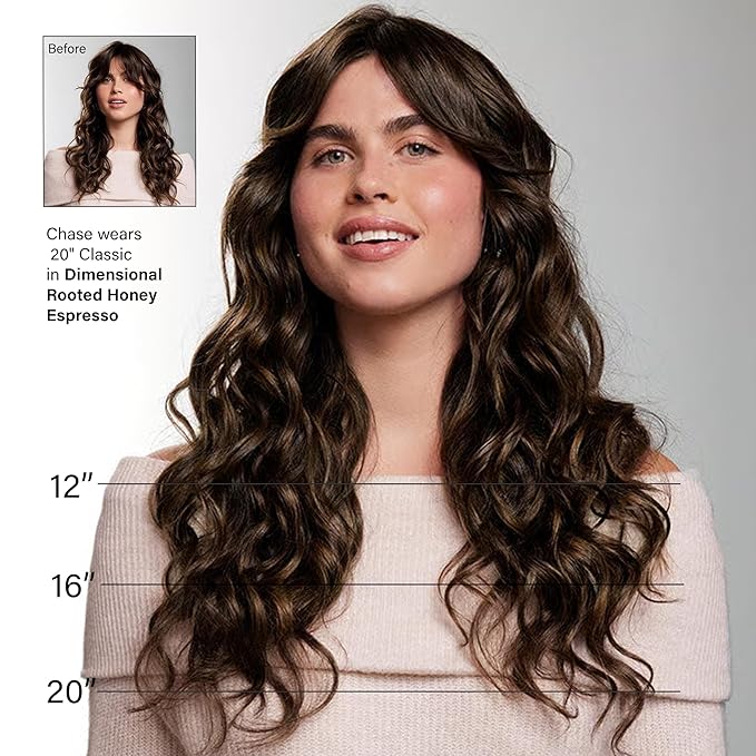Luxy 100% Remy Human Hair - Seamless Clip-In Hair Extensions - Multi-Dimensional Color for Natural Blending, Adds Volume & Length 240 grams 24" Dimensional Rooted Honey Espresso