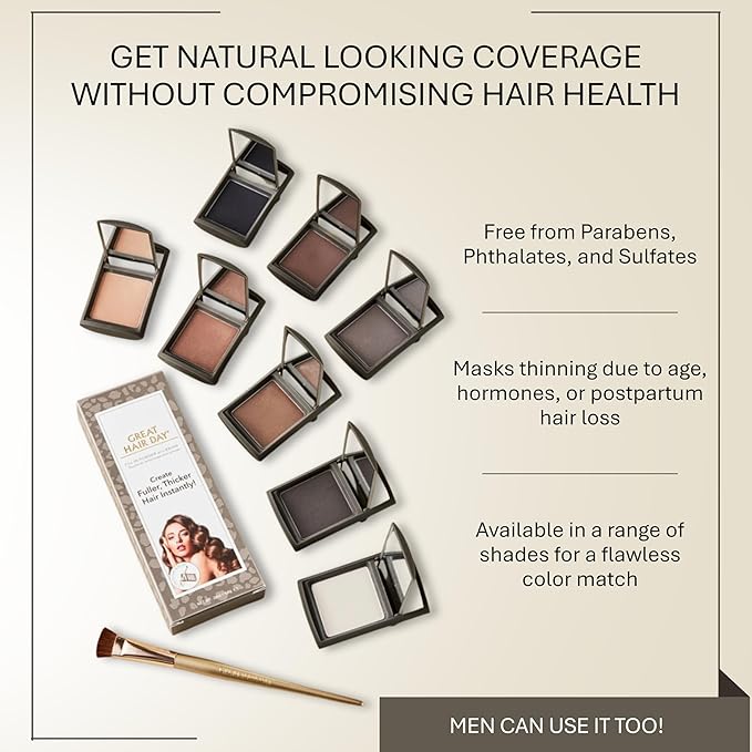 Joan Rivers Great Hair Day Root Touch Up Powder – Fill-in Powder for Thicker, Fuller Looking Hair (Red)
