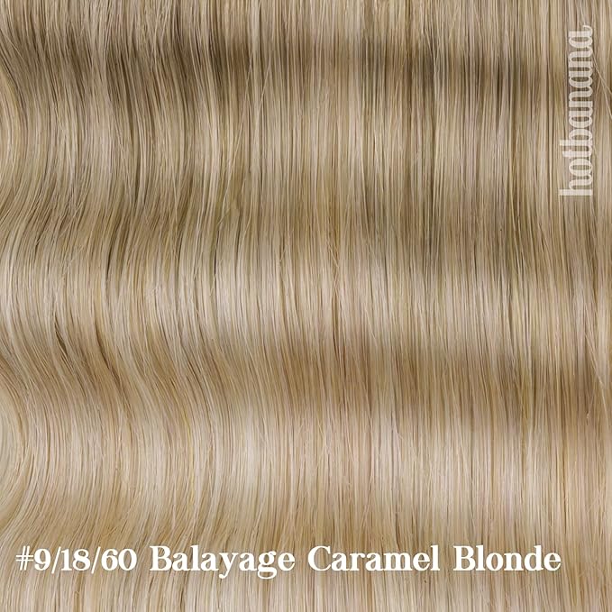 HOTBANANA Human Hair Clip in Hair Extensions, Balayage Caramel Blonde Hair Extensions 120g Real Human Hair Straight Remy Hair Clip Ins 18 Inch 7pcs