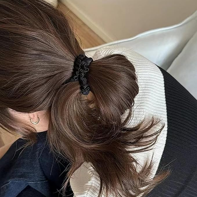 100% Pure Mulberry Silk Scrunchies - 6Pcs Hair Scrunchies for Women | Hair Ties for Thick Hair | Silk Ponytail Holders Hair Care No Damage