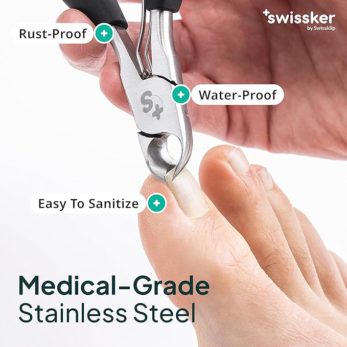 Swissker by Swissklip Toenail Clippers I Heavy Duty Toe Nail Clippers I Toenail Clippers for Thick Nails I Toenail Scissors I Heavy Duty Nail Clippers for Thick Nails (Pack of 2)
