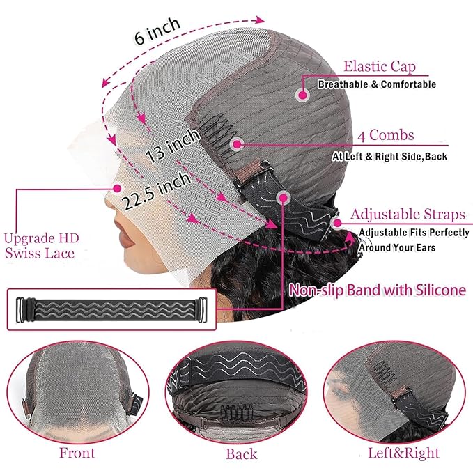 32Inch Deep Wave Lace Front Wigs Human Hair 200% Density 13x6 HD Transparent Deep Curly Lace Front Wigs for Women Pre Plcked Glueless Wigs with Baby Hair