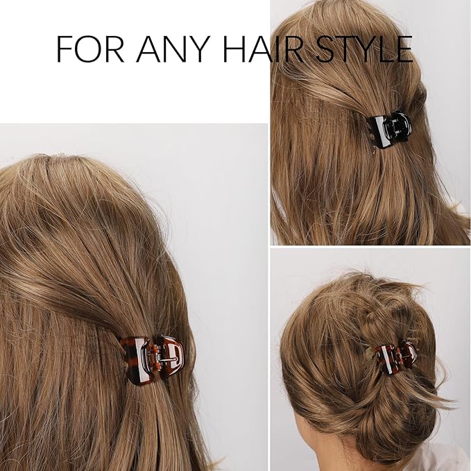 8Pcs Hair Clips for Women and Girls,Medium Size Hair Claws Hair Jaw Clip for Thick Hair & Thin Hair,1.3Inch No-Slip Jaw Clips, black,brown