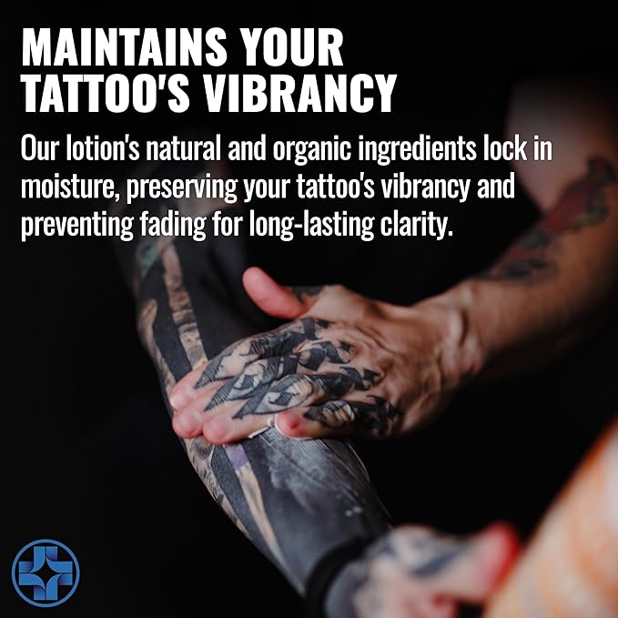 Saniderm Daily Tattoo Lotion (12 oz) – Premium, Organic Long-term Skin Care and Tattoo Aftercare for Vibrant Tattoos – Moisturizing Lotion for Tattooed Skin