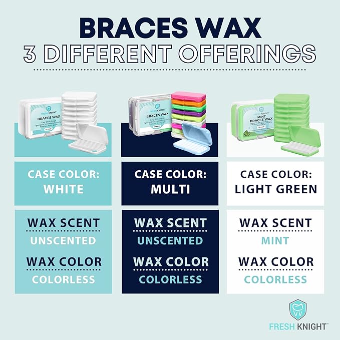 Fresh Knight Braces Wax. Dental Wax for Braces & Aligners - Premium Orthodontic Strips Food Grade (Multicolor)