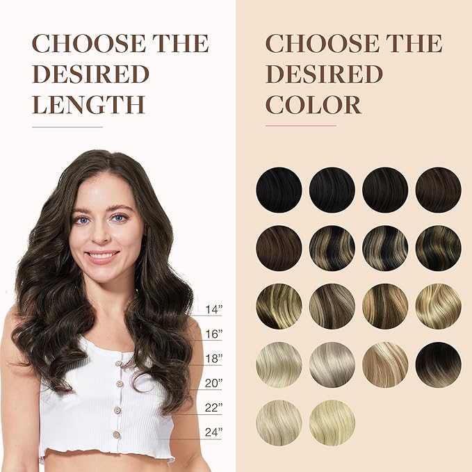 GOO GOO Clip in Hair Extensions Real Human Hair, Remy Human Hair Extensions Clip ins for Women, Natural Human Hair, 18inch 130g 7Pcs, 2A Light Brown