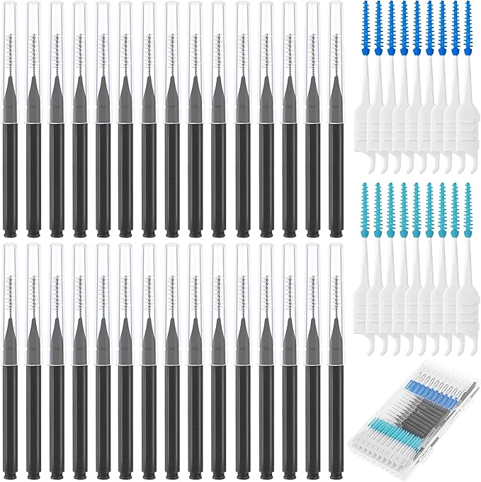 255 Pieces Braces Flossers for Braces, Interdental Brush Soft Dental Floss Picks Braces Cleaning Kit Toothpick Dental Brush Braces Teeth Flossers Brushes for Tooth Cleaner(Black)