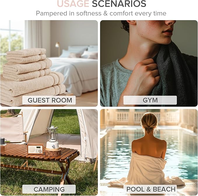 Comfort Spaces Luxury Bath Towel Set - 6 Piece - 2 Bath, 2 Hand, 2 Washcloth - Pink - Cotton - Quick Dry - Soft - Lightweight - Blush