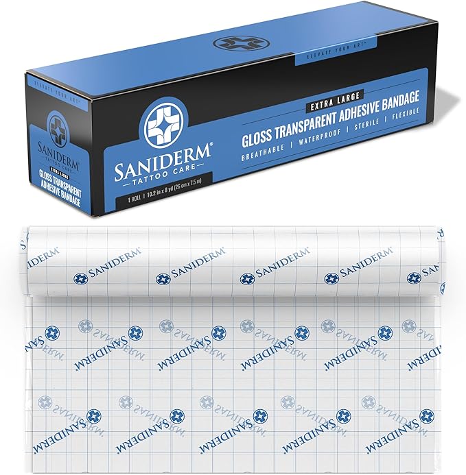 Saniderm Original Tattoo Aftercare Bandage (Extra Large Roll, 10.2 in x 8 yd)