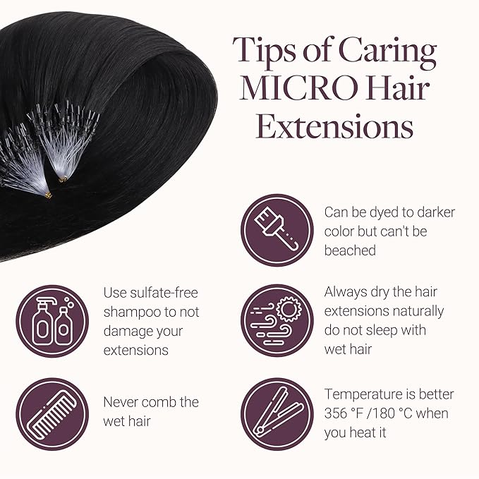GOO GOO Micro Link Tip Hair Extensions, Real Human Hair, 18inch 50g 50S, Cold Fusion, Invisible Remy, Jet Black