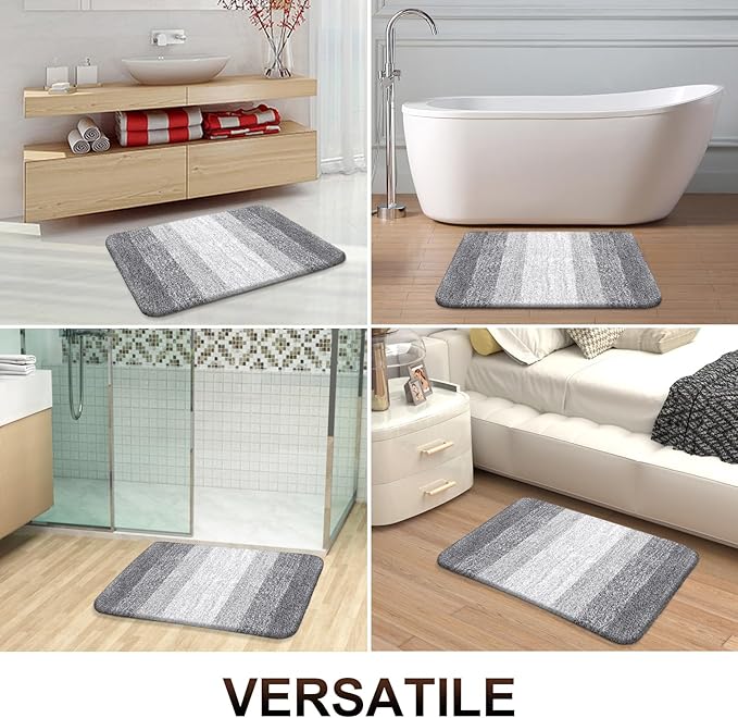 OLANLY Bathroom Runner Rugs 59x24, Extra Soft Absorbent Microfiber Bath Rugs, Rubber Backing, Quick Dry, Washable Bath Mats for Bathroom Floor, Tub and Shower, Home Decor Accessories, Light Grey