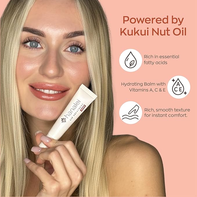 Hanalei Lip Treatment for Dry, Chapped Lips – Intensive Overnight Moisturizer with Kukui Oil, Shea Butter & Grapeseed Oil – Hydrating Balm for Healing Cracks – Clear Tint, Full-Size 15g – Cruelty-Free