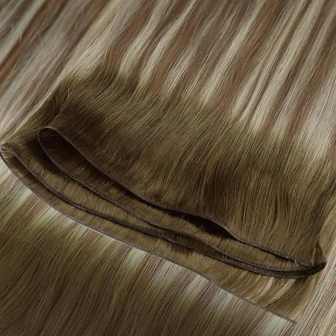 Fshine Weft Hair Extensions Human Hair 20 Inch Hand Tied Extensions Real Human Hair 60G Blonde Sew In Genius Weft For Women